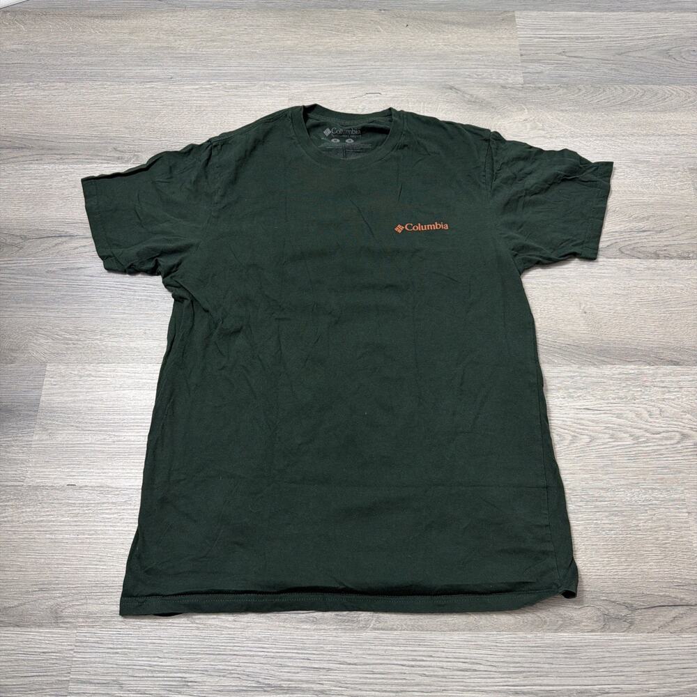 Columbia Shirt Men’s Medium Green Orange Lightweight Cotton Outdoor